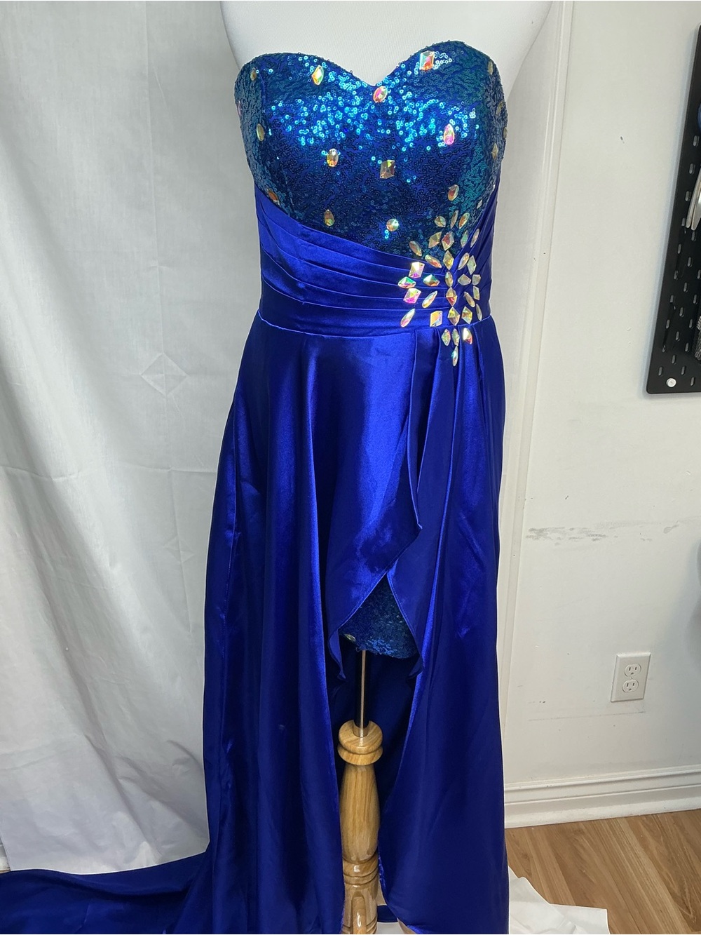 2092 - Vivi Electric Blue Evening Dress with Draped Detail